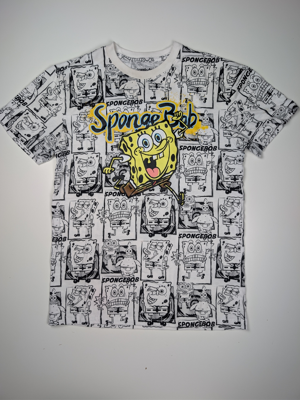 SpongeBob SquarePants Womens S All Over Print Graphic T-Shirt AOP Nickelodeon